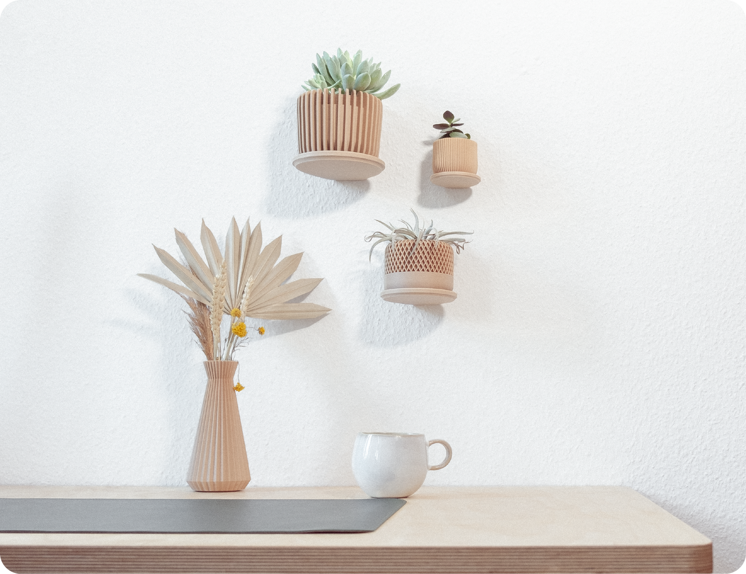 Wandhalterung für Blumentöpfe aus Holz und aus dem 3D Drucker
